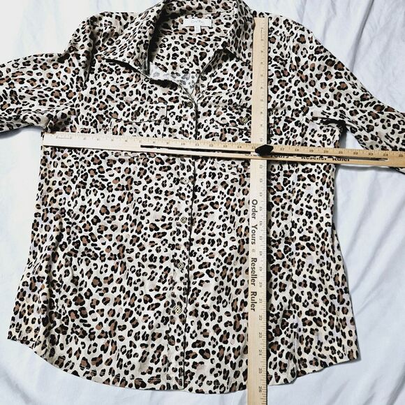 Coral Bay Womens Blouse Multi-Color Size Large Cotton Blend 3/4 Sleeve Stretch - Picture 3 of 12